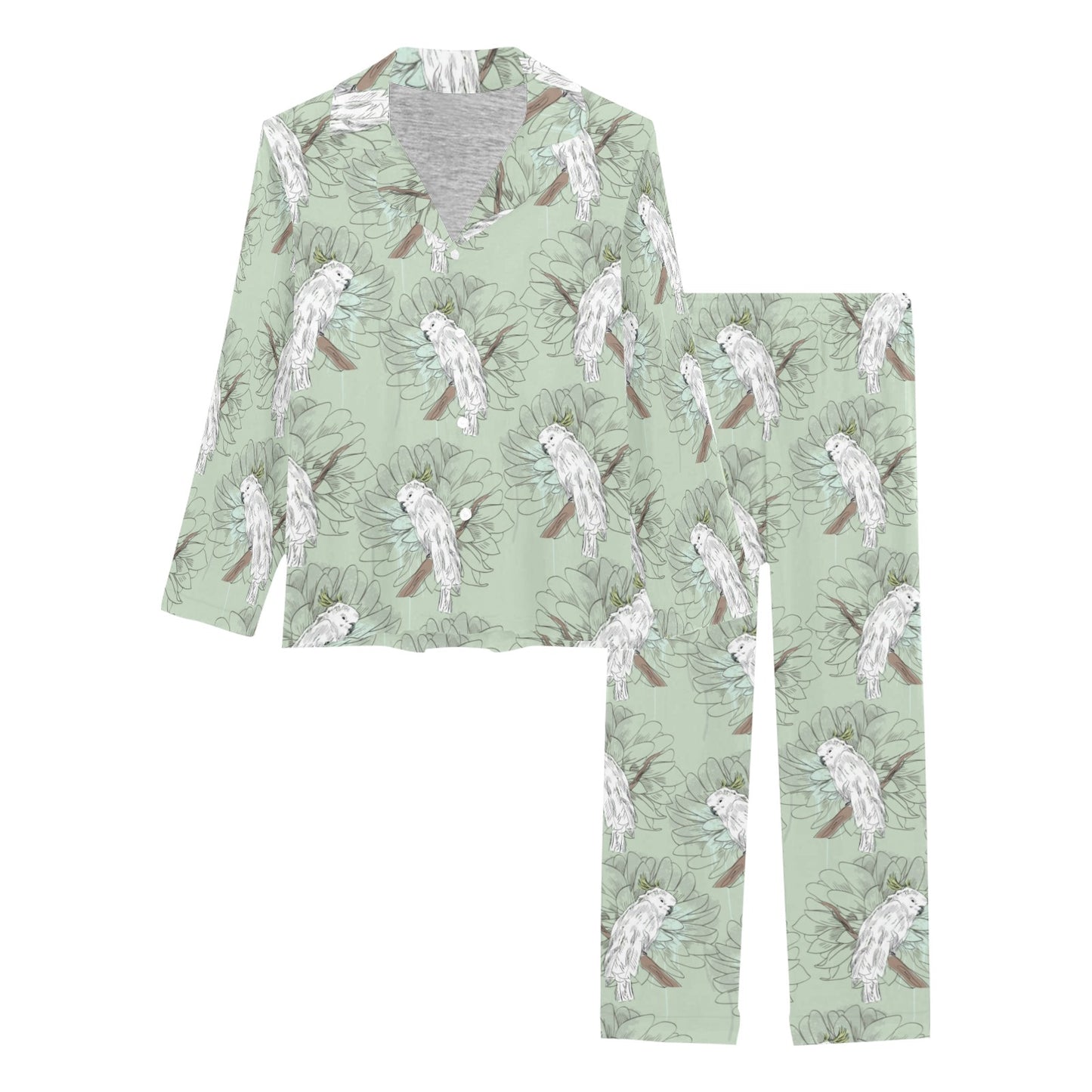 Cockatiel Pattern Print Design 01 Women's Long Pajama Set
