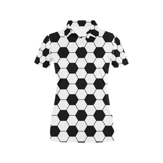 Soccer Ball Texture Print Design LKS303 Women's Polo Shirt
