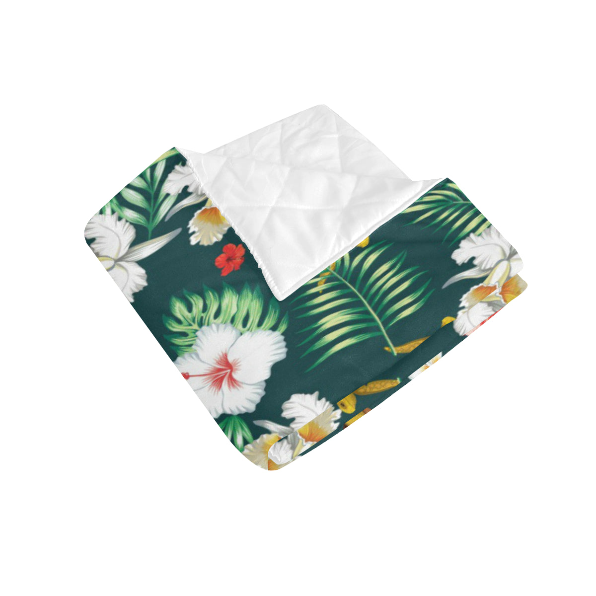 Hawaiian Flower Design with SeaTurtle Print Premium Quilt