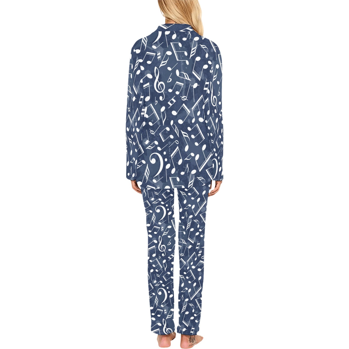 Music note Pattern Print Design A02 Women's Long Pajama Set