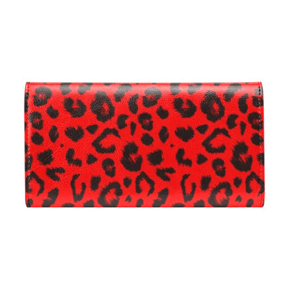 Leopard Red Skin Print Women's Trifold Wallet