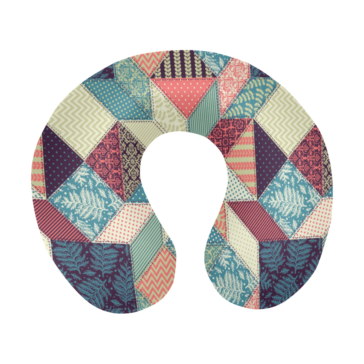 Patchwork Pattern Print Design 02 U-Shaped Travel Neck Pillow
