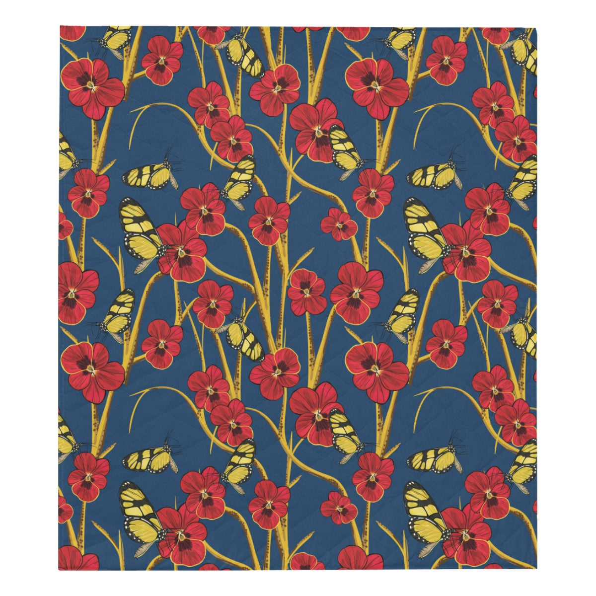 Pansy Pattern Print Design A01 Premium Quilt