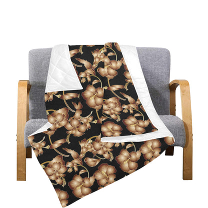 Brown Hibiscus Pattern Print Design HB06 Premium Quilt