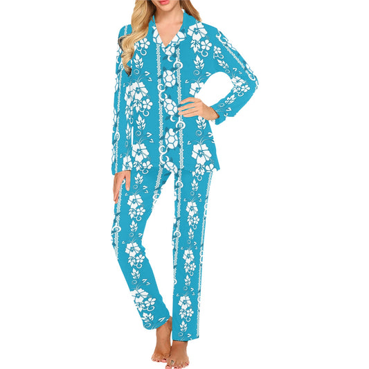 Hawaiian Themed Pattern Print Design H025 Women's Long Pajama Set