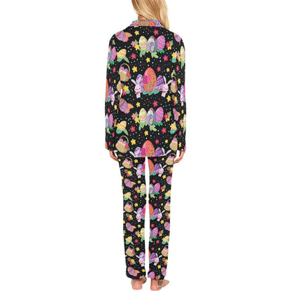 Easter Eggs Pattern Print Design RB06 Women's Long Pajama Set