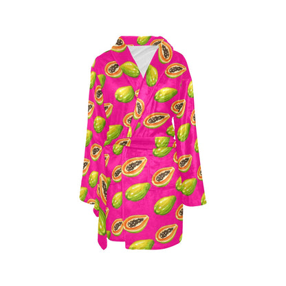 Papaya Pattern Print Design PP02 Women's Fleece Robe
