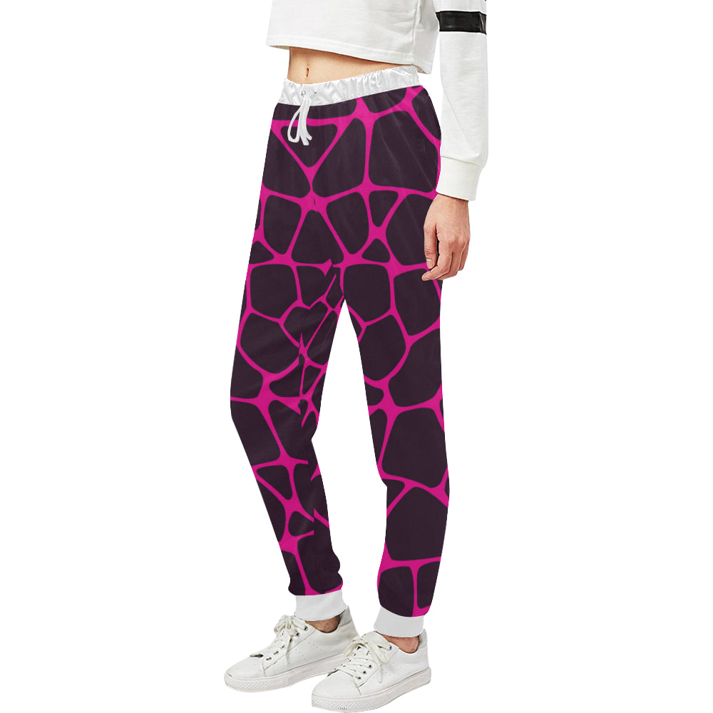 Giraffe Pink Background Texture Print Unisex Sweatpants