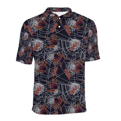 Tarantula Spiderwebs Pattern Print Design 01 Men Polo Shirt