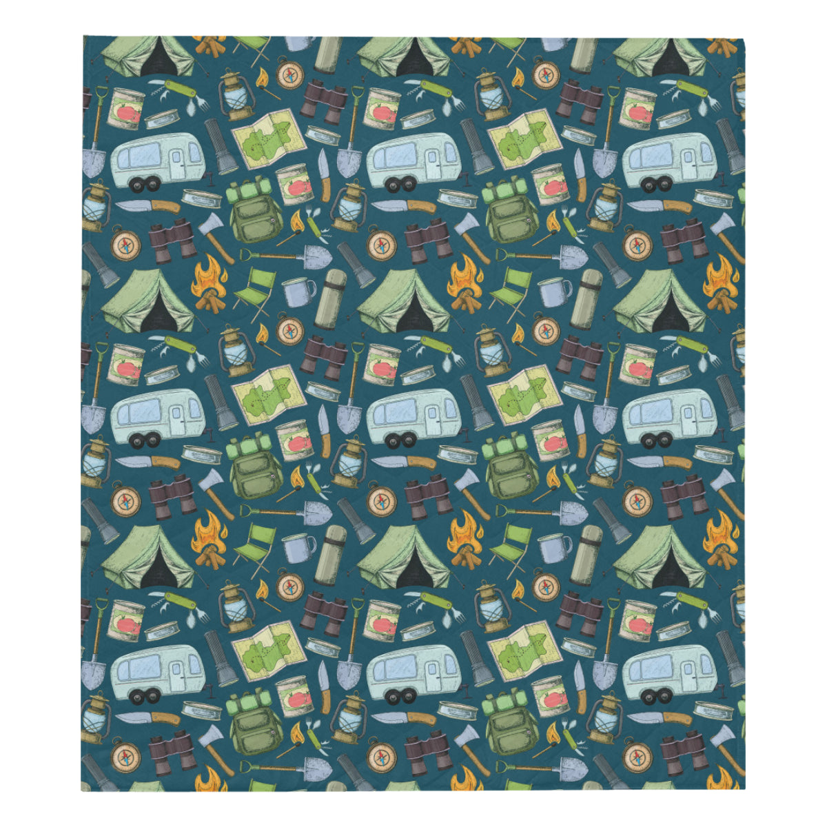 Camping Pattern Print Design 02 Premium Quilt