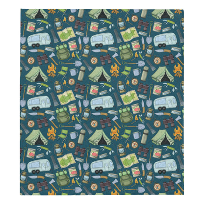 Camping Pattern Print Design 02 Premium Quilt