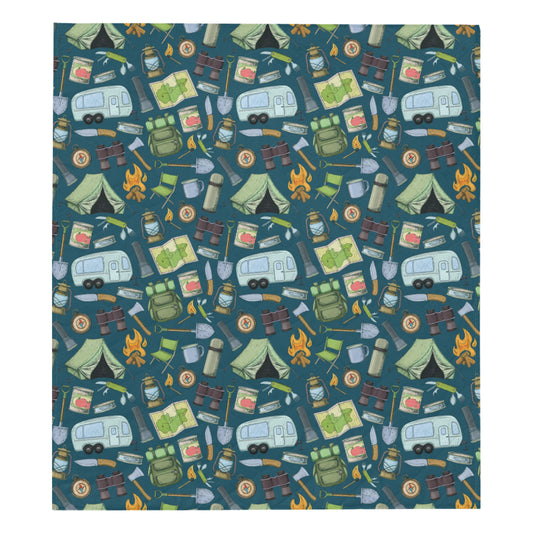 Camping Pattern Print Design 02 Premium Quilt