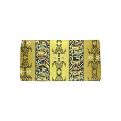 Polynesian Turtle Hawaiian Design Print Women's Trifold Wallet