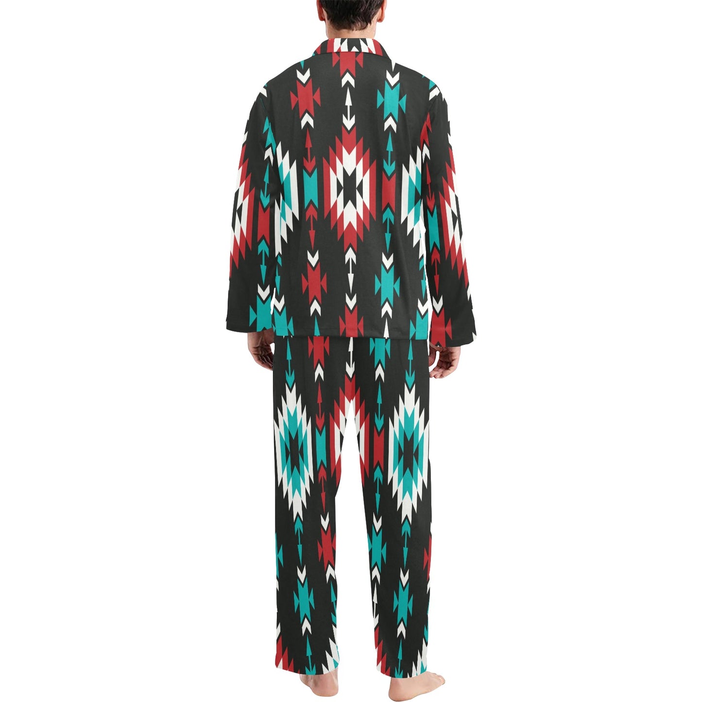 Native Pattern Print Design A08 Men's Long Pajama Set