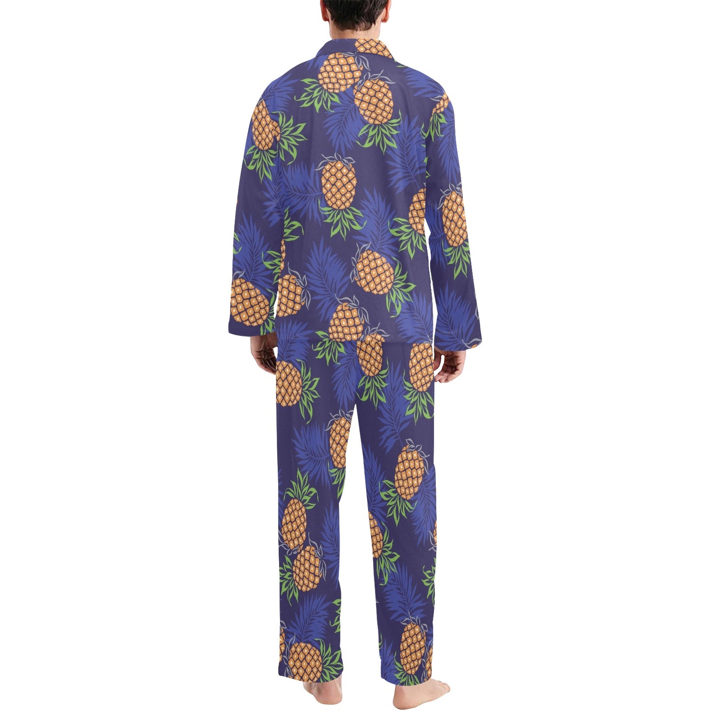 Pineapple Pattern Print Design PP02 Men's Long Pajama Set