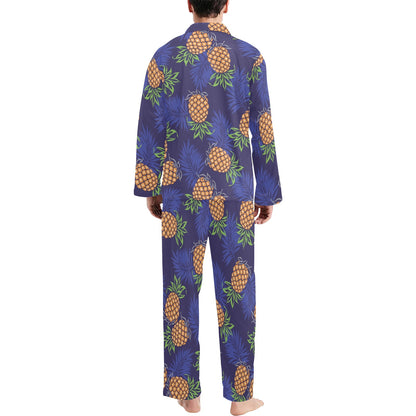 Pineapple Pattern Print Design PP02 Men's Long Pajama Set