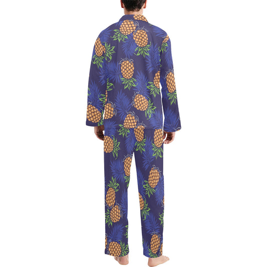 Pineapple Pattern Print Design PP02 Men's Long Pajama Set