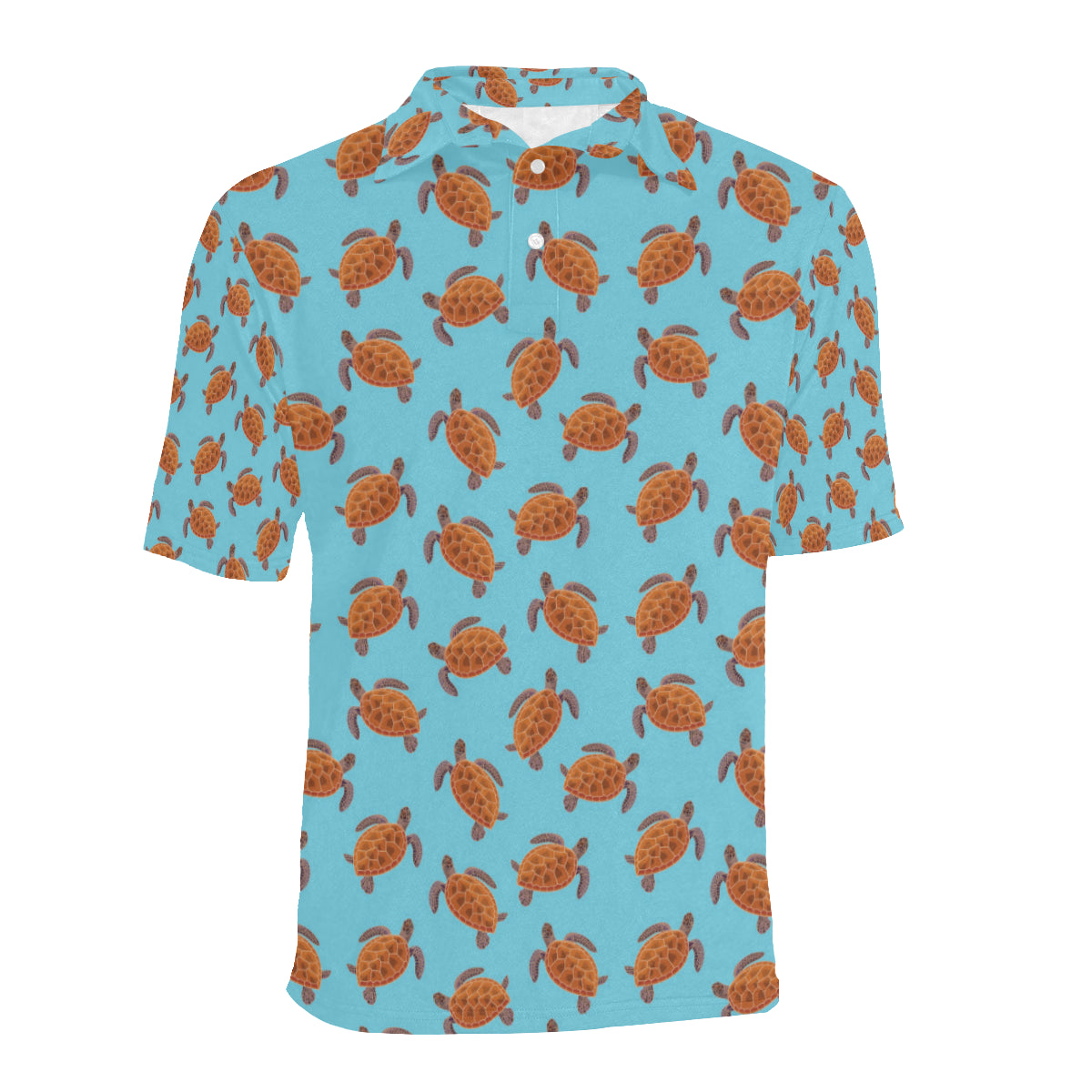 Brow Sea Turtle Print Pattern Men Polo Shirt