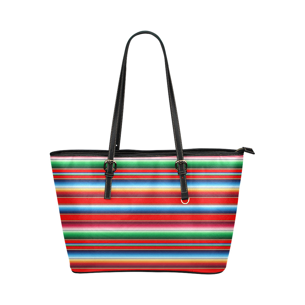 Serape Print Leather Tote Bag