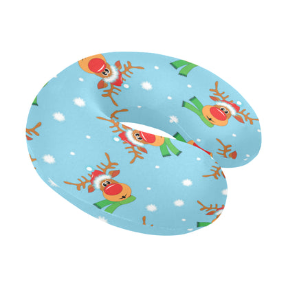 Reindeer cute Pattern Print Design 02 U-Shaped Travel Neck Pillow