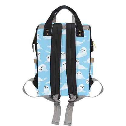 Sea Lion Cute Pattern Print Design 03 Diaper Bag Backpack