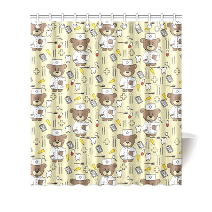 Nurse Bear Pattern Print Design A02 Shower Curtain