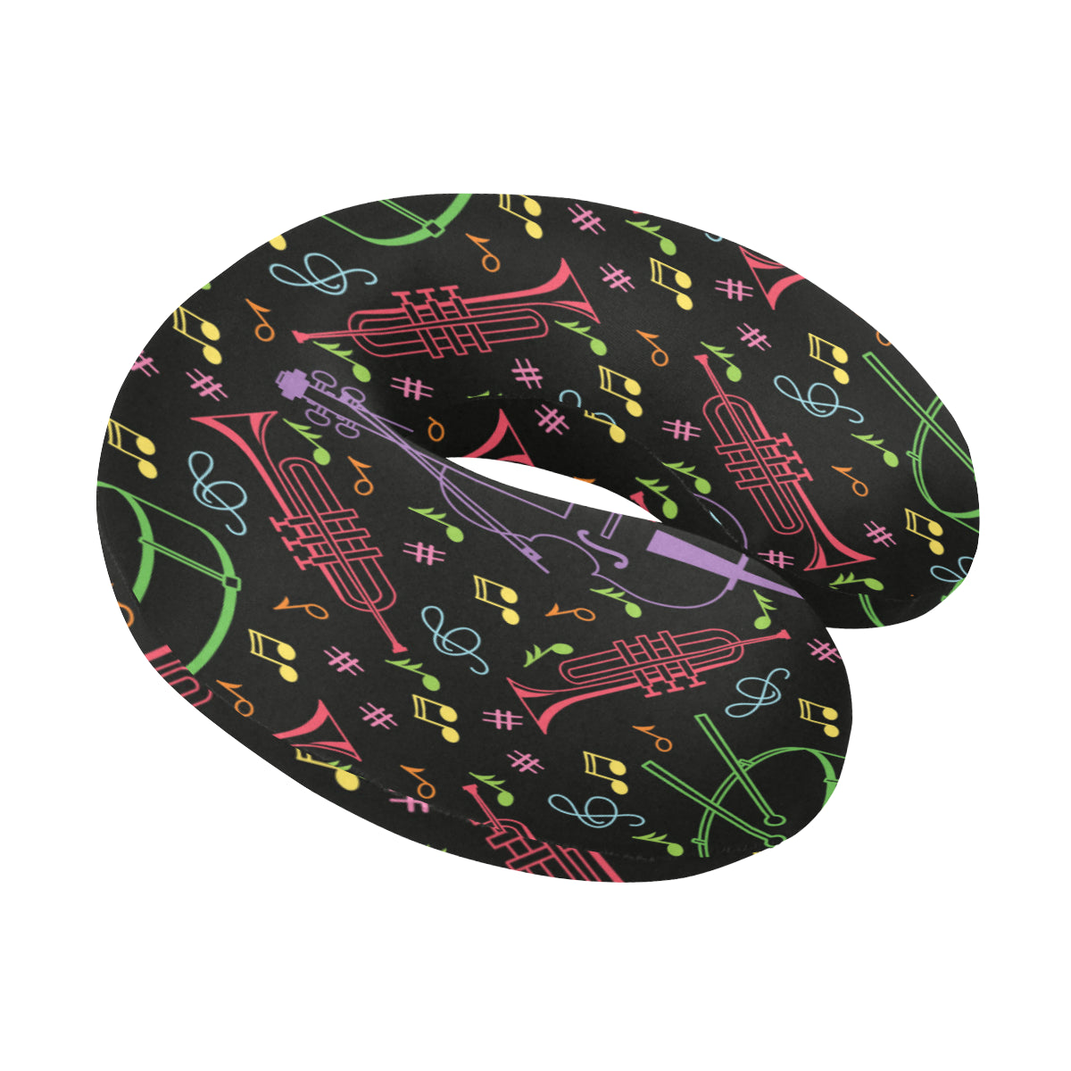 Cello Neon Pattern Print Design 02 U-Shaped Travel Neck Pillow