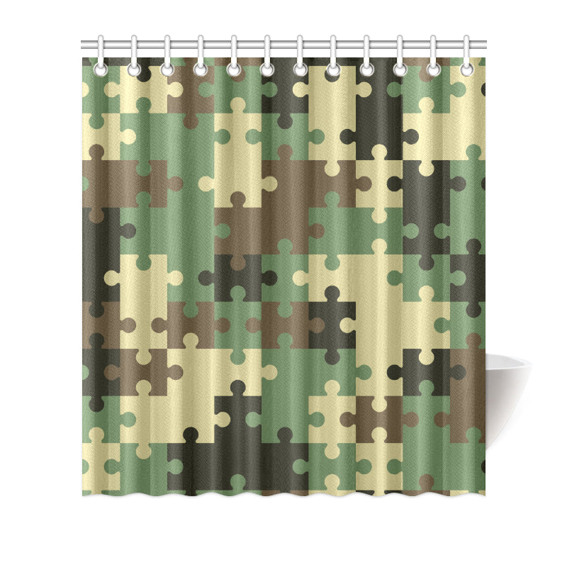 Puzzle Camo Pattern Print Design A03 Shower Curtain