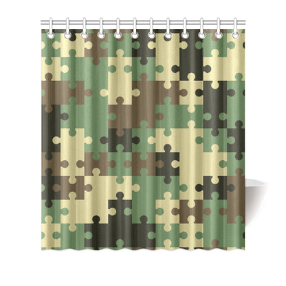 Puzzle Camo Pattern Print Design A03 Shower Curtain