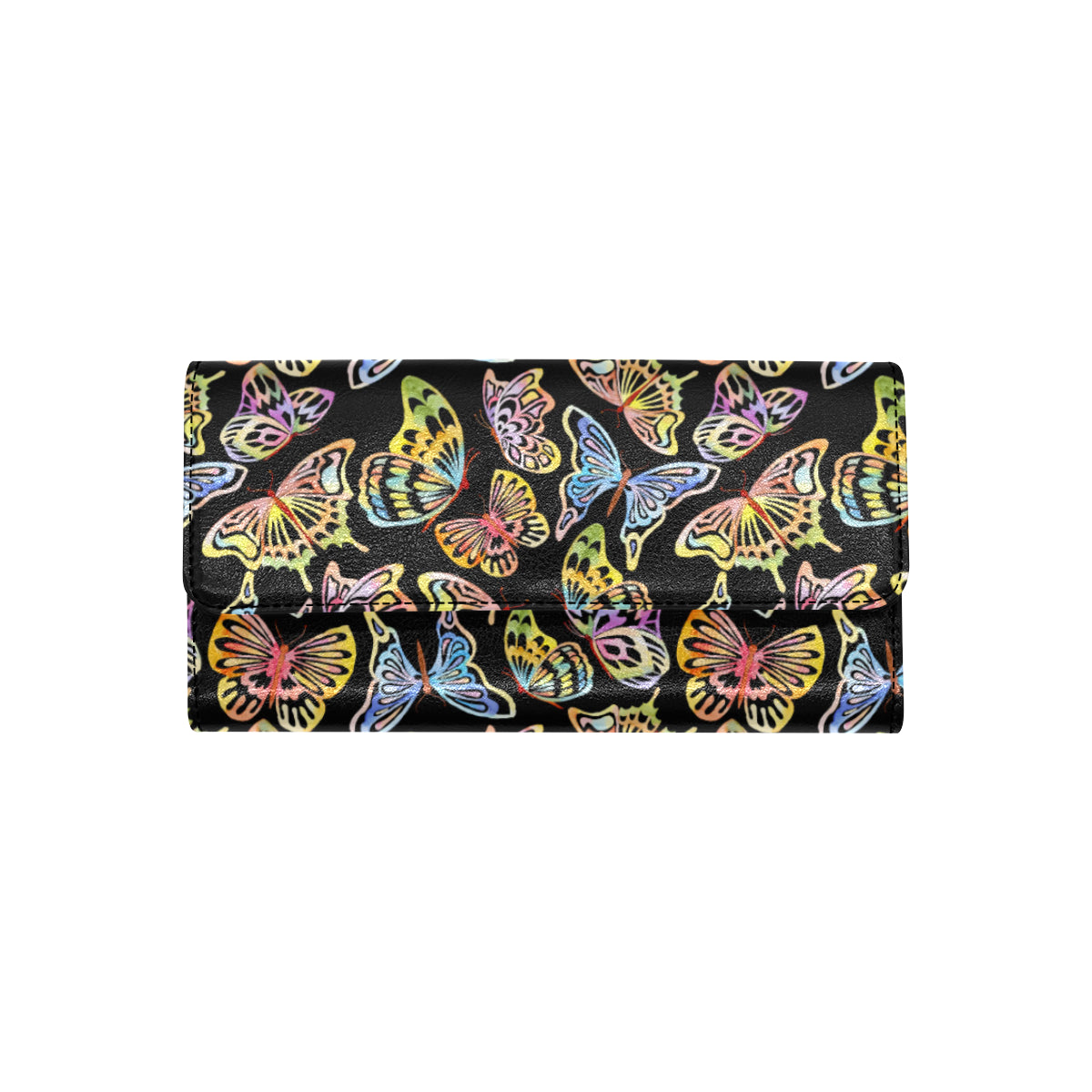 Butterfly Water Color Rainbow Women's Trifold Wallet