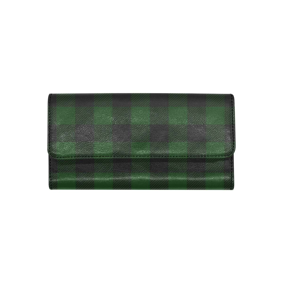 Buffalo check Green Pattern Print Design 02 Women's Trifold Wallet