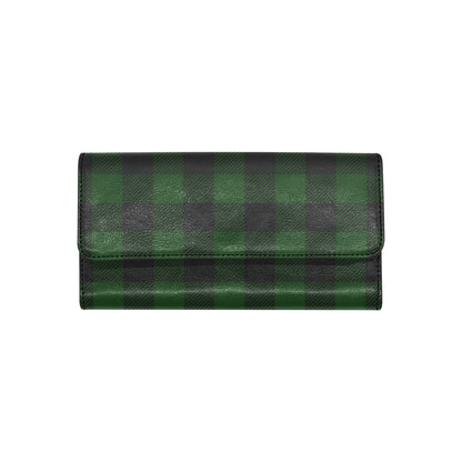 Buffalo check Green Pattern Print Design 02 Women's Trifold Wallet