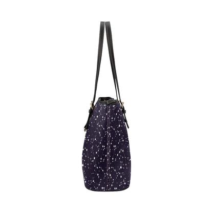 Zodiac Star Pattern Design Print Leather Tote Bag