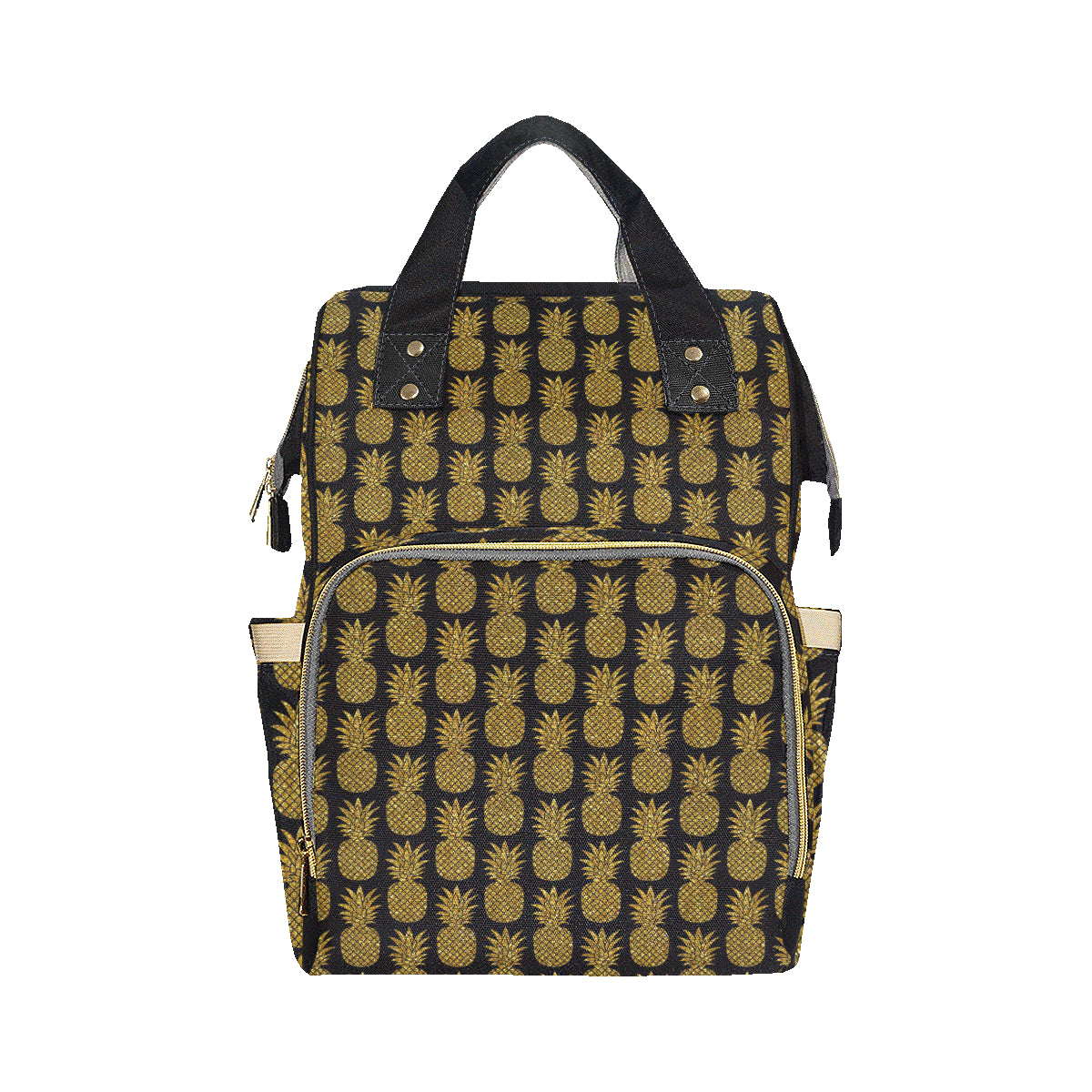 Gold Pineapple Pattern Print Design PP011 Diaper Bag Backpack