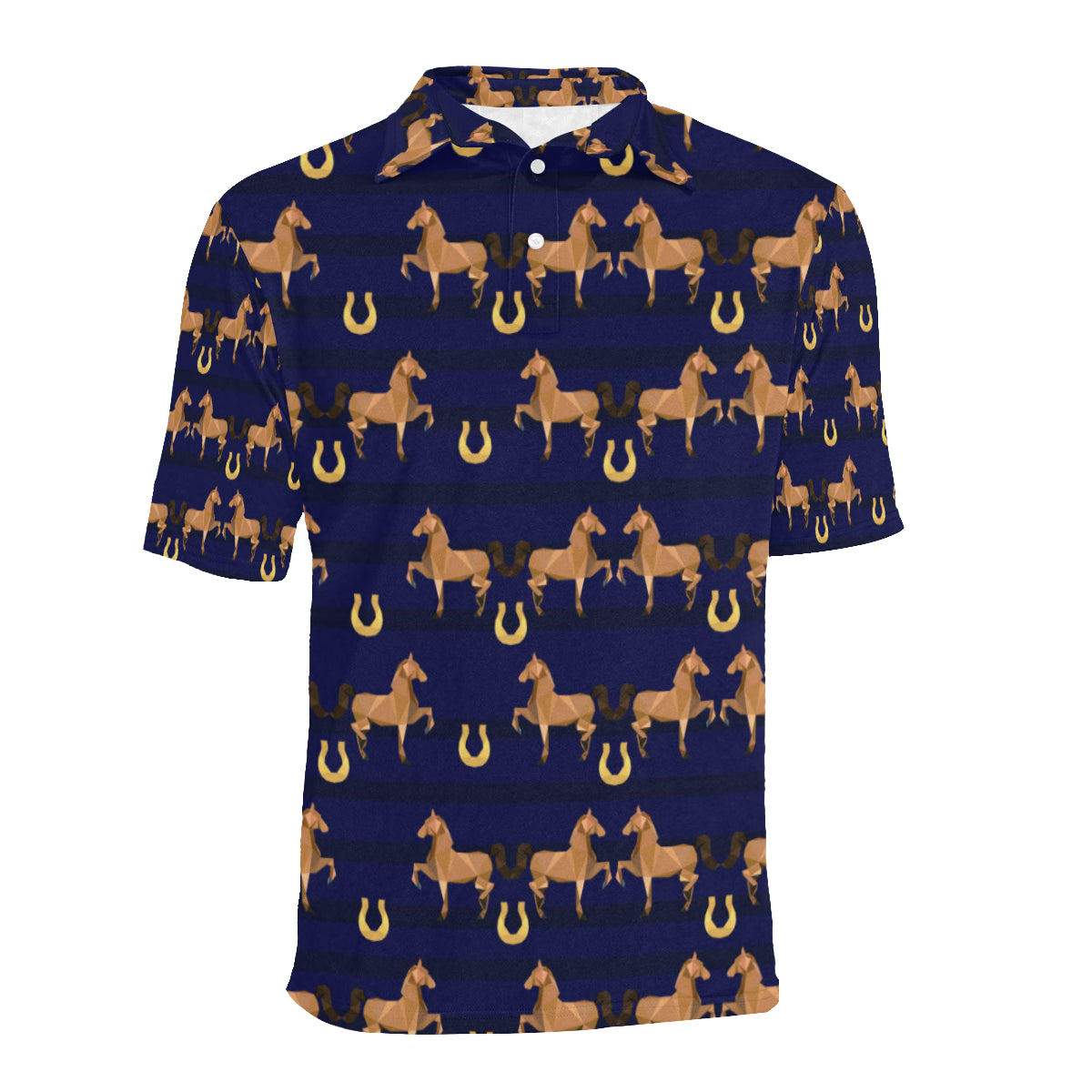 Horse Luxury Themed Pattern Print Men Polo Shirt