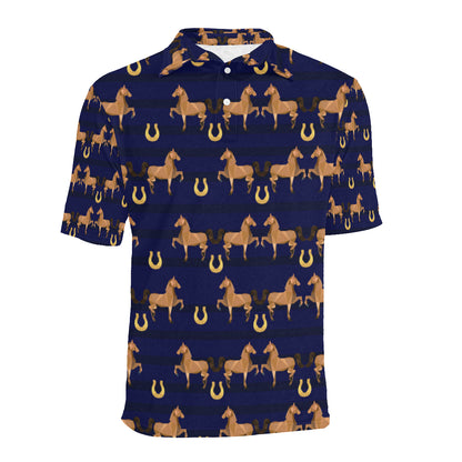 Horse Luxury Themed Pattern Print Men Polo Shirt