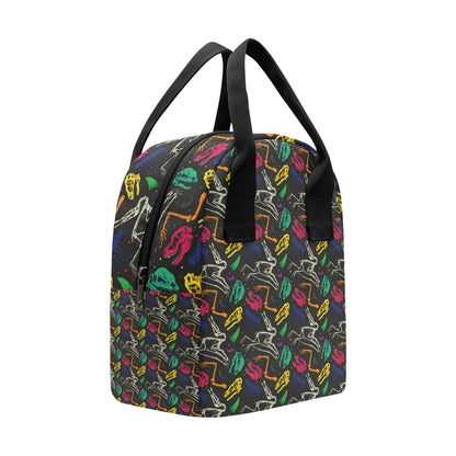 Dinosaur Skull Color Print Pattern Insulated Lunch Bag