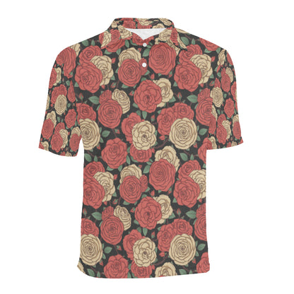 Camellia Pattern Print Design CM01 Men Polo Shirt