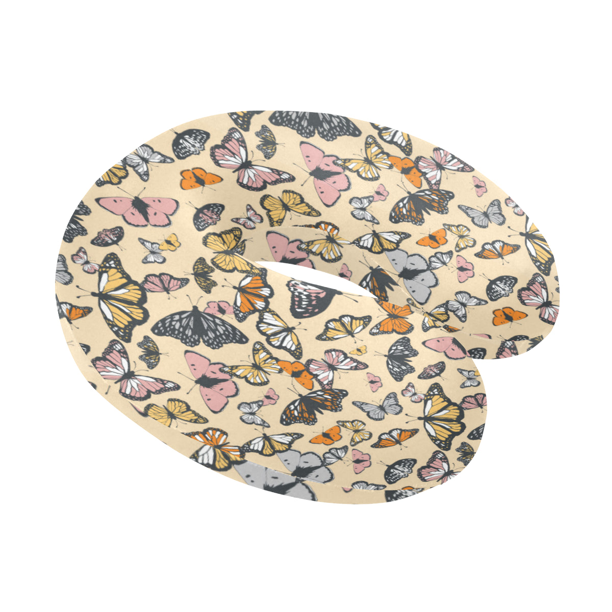 Butterfly Pattern Print Design 04 U-Shaped Travel Neck Pillow
