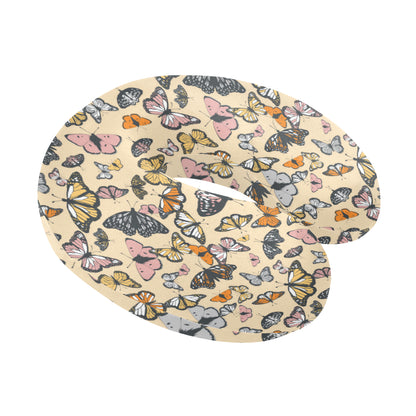 Butterfly Pattern Print Design 04 U-Shaped Travel Neck Pillow