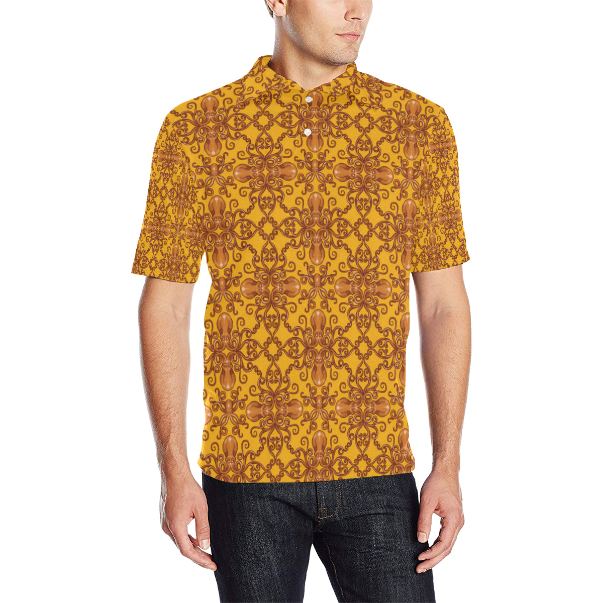 Octopus Background Design Print Men Polo Shirt
