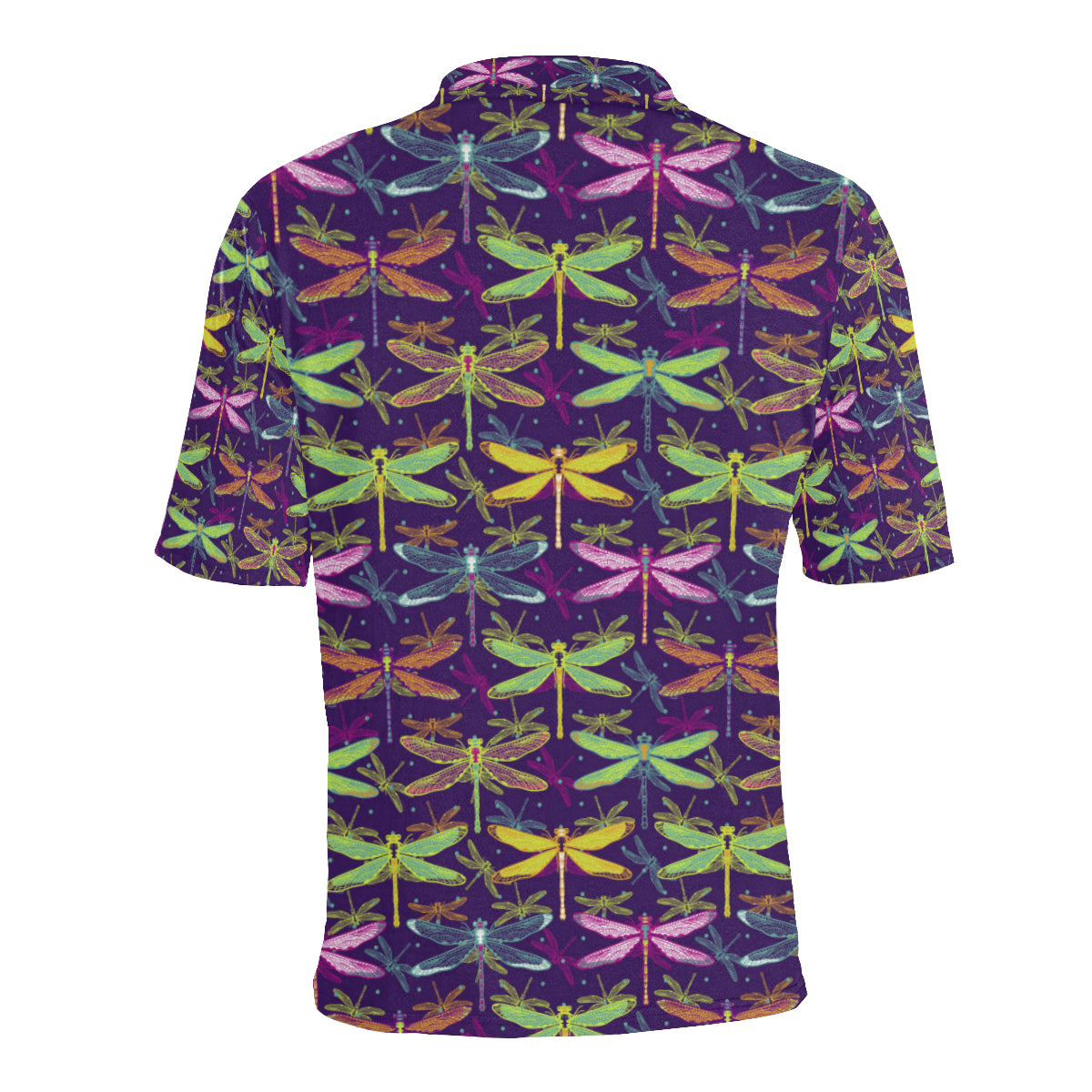 Dragonfly Neon Color Print Pattern Men Polo Shirt