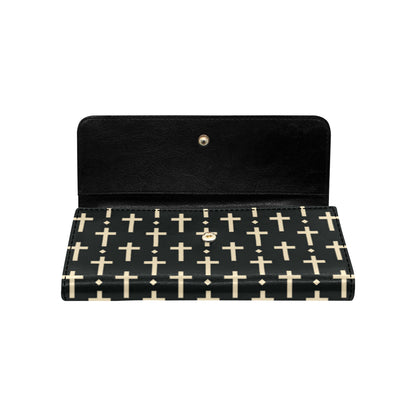 Cross Pattern Print Design 03 Women's Trifold Wallet