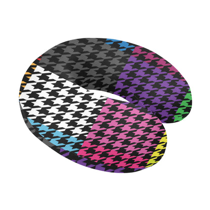 Houndstooth Colorful Pattern Print Design 01 U-Shaped Travel Neck Pillow