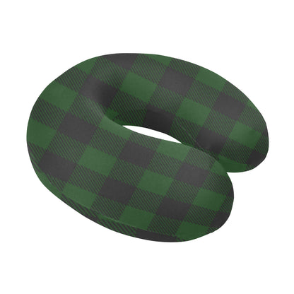 Buffalo check Green Pattern Print Design 02 U-Shaped Travel Neck Pillow