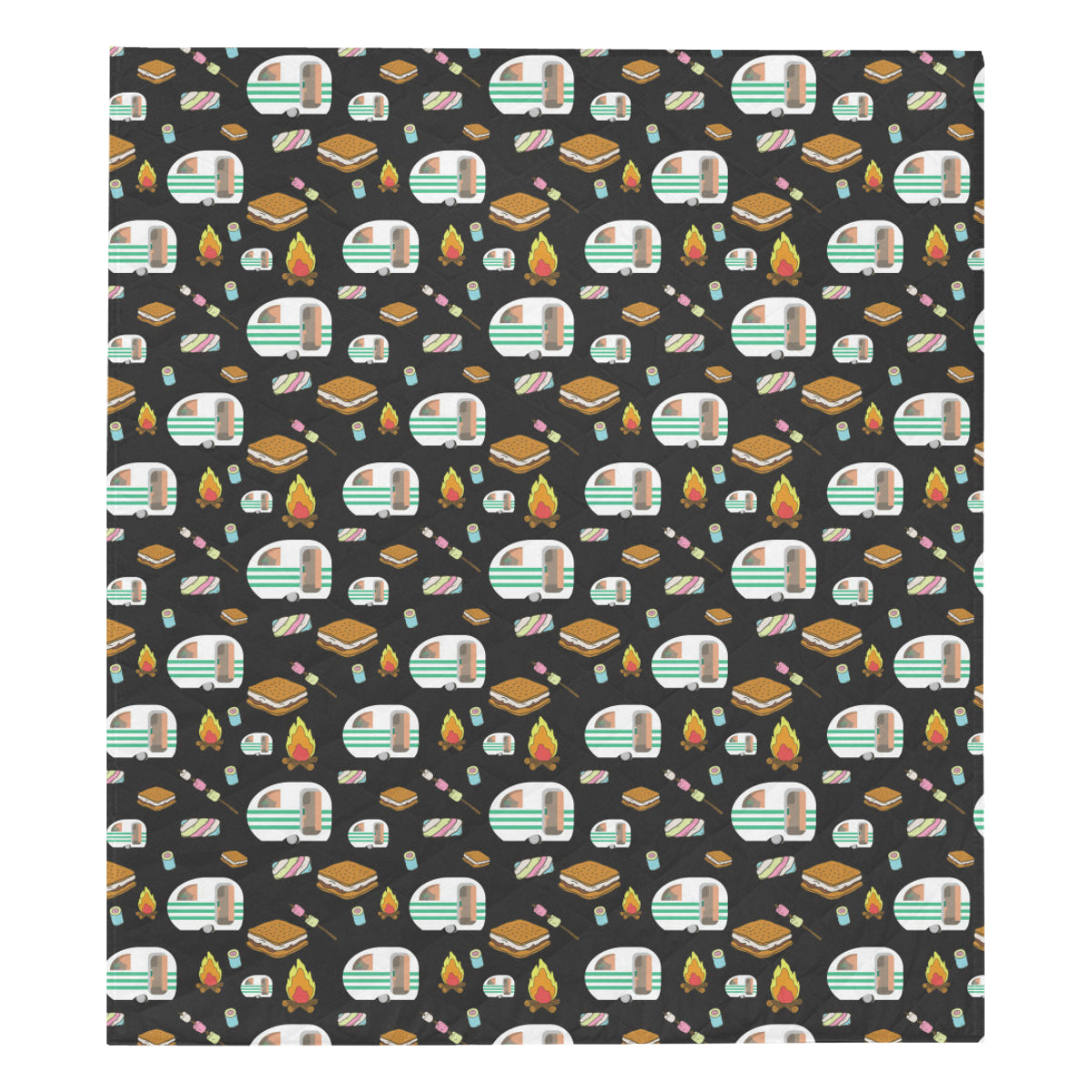 Camper marshmallow Camping Design Print Premium Quilt