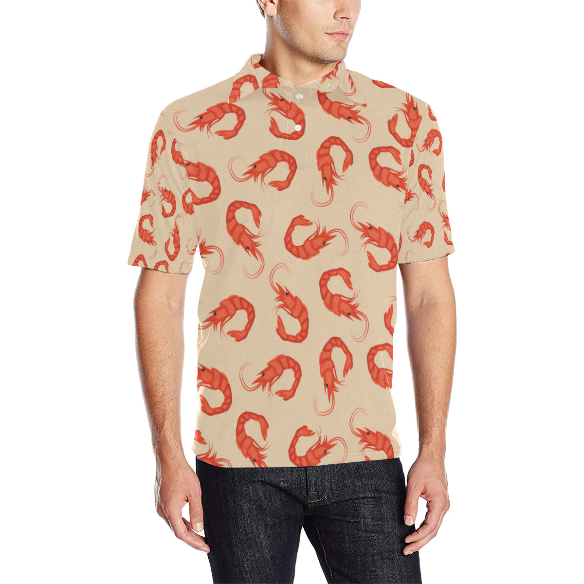 Prawn Pattern Print Design 02 Men Polo Shirt