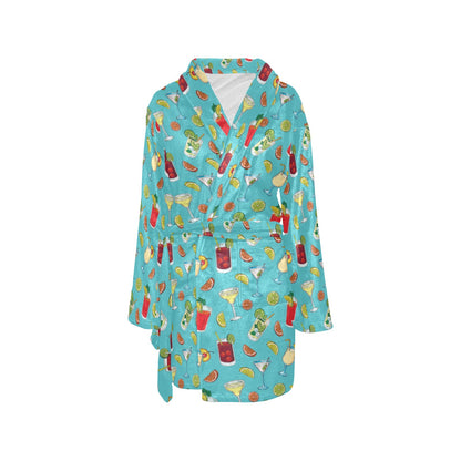 Cocktail Pattern Print Design 05 Women's Fleece Robe