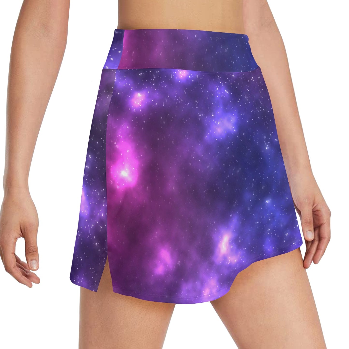 Celestial Purple Blue Galaxy 17" Golf & Pickleball Skort with Pockets