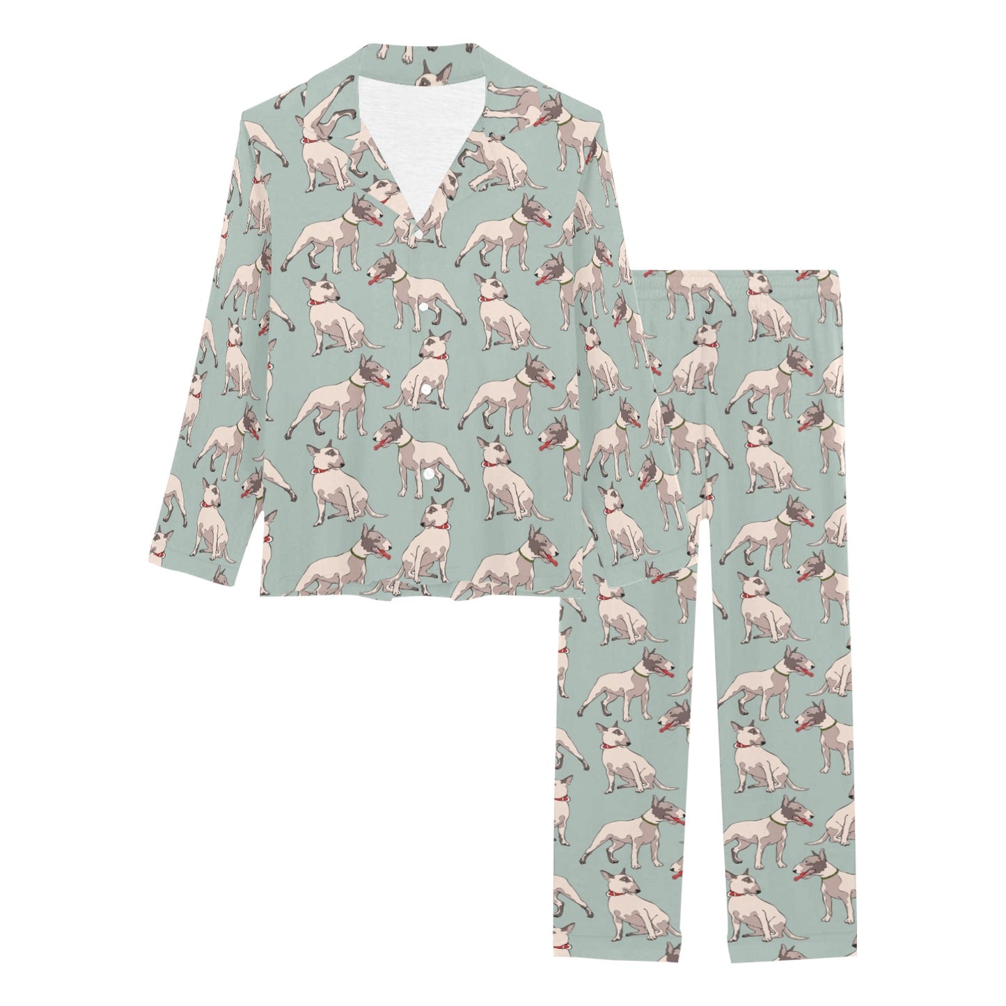 Bull Terrier Cute Print Pattern Women's Long Pajama Set
